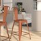 Merrick Lane Stella 24" Metal Indoor-Outdoor Counter Stool with Vertical Slat Back and Integrated Footrest